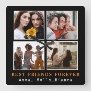 Moderne beste Freunde für immer FotoCollage   Best Quadratische Wanduhr
