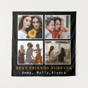 Moderne beste Freunde für immer FotoCollage Best Wandteppich