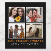 Moderne beste Freunde für immer FotoCollage | Best Weinetikett (Einzelnes Label)