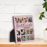 Moderne beste Freunde Pink Foto Collage Fotoplatte<br><div class="desc">Erstellen Sie Ihr einzigartiges 'Bester Freund' Geschenk mit dieser schönen 12 Bild Collage Vorlage. Mit quadratischen Fotos,  auf einem rot-rosa Hintergrund,  ideal für Instragrambilder. Passen Sie an,  um Ihre spezielle Plakette zu erstellen.</div>