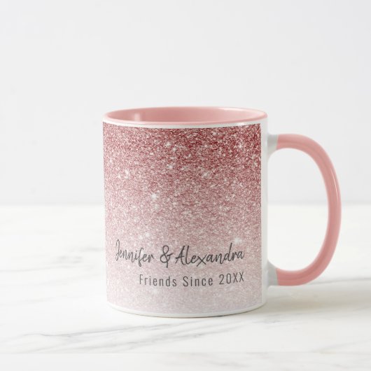 Moderne BESTE FREUNDIN Rose Goldener Glitzer Tasse (Rechts)