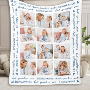 Moderne beste GRANDMA je Custom 12 Foto Collage Fleecedecke