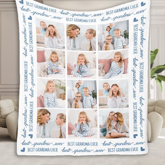 Moderne beste GRANDMA je Custom 12 Foto Collage Fleecedecke