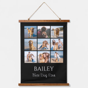 Moderne beste Hund-Fotocollage personalisiert Wandteppich Mit Holzrahmen