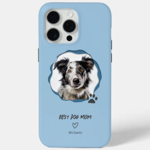 Moderne beste Hundemutter-Foto in Blau Case-Mate iPhone Hülle