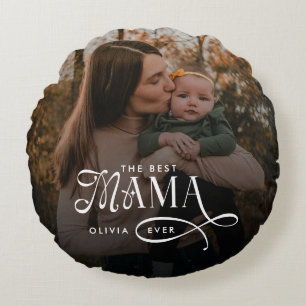 Moderne Beste Mama Ever Foto Muttertagsgeschenke Rundes Kissen