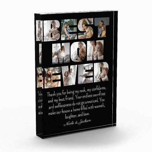 Moderne beste Mama je 11 Fotos Collage Black (Links)