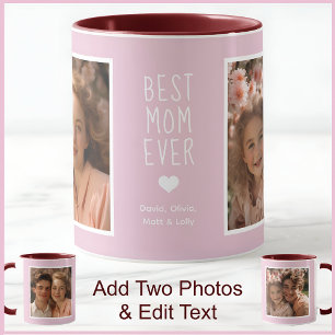 Moderne beste Mama je 2 Fotos Text Rosa C52 Weiß Tasse