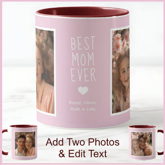Moderne beste Mama je 2 Fotos Text Rosa C52 Weiß Tasse