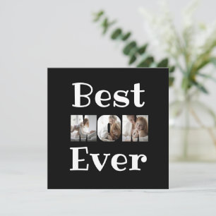 Moderne beste Mama je 3 Fotos Collage Black Feiertagskarte