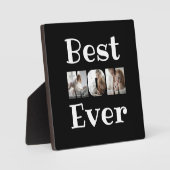 Moderne beste Mama je 3 Fotos Collage Black Fotoplatte (Vorderseite)