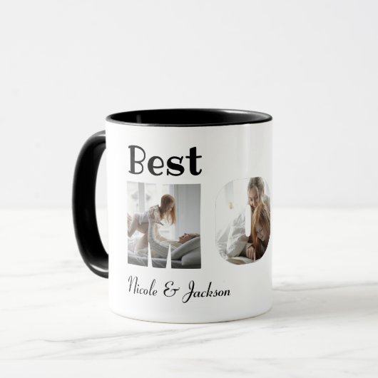 Moderne beste Mama je 3 Fotos Collage White Tasse (Vorderseite Links)
