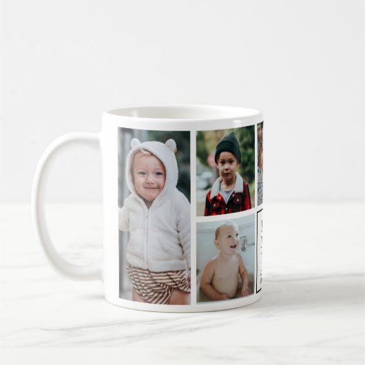 Moderne beste Mama je 7-Foto Collage & Names Kaffeetasse (Links)