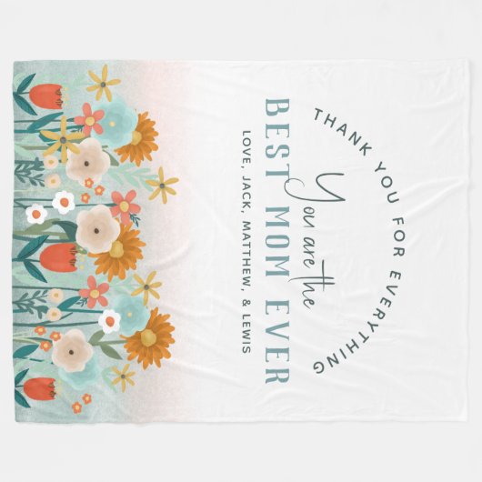 Moderne beste Mama je Blumenmüttertag Fleecedecke (Vorderseite (Horizontal))