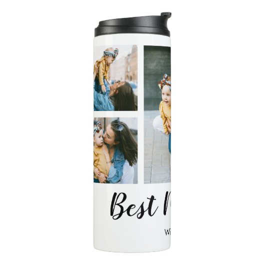 Moderne beste Mama je Foto Collage Geschenk für Ma Thermosbecher (Nach links gedreht)