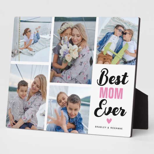 Moderne beste Mama je Foto Grid Keepake Geschenk Fotoplatte (Seite)