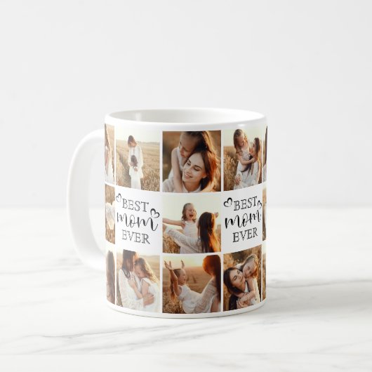 Moderne beste Mama je Multi-Foto Collage Keepake Kaffeetasse (Vorderseite Links)