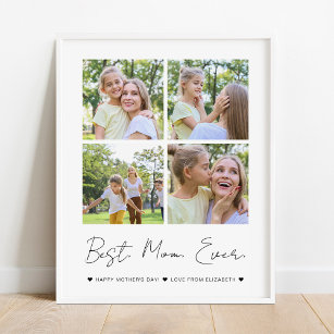 Moderne beste Mama je Muttertag 4 FotoCollage Poster