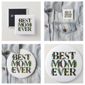 Moderne beste Mama je Niedliche Blume und grüne Pf Button