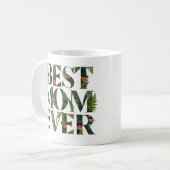 Moderne beste Mama je Niedliche Blume und grüne Pf Kaffeetasse (Vorderseite Links)