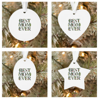Moderne beste Mama je Niedliche Blume und grüne Pf Ornament