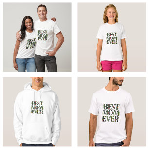 Moderne beste Mama je Niedliche Blume und grüne Pf T-Shirt