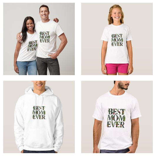 Moderne beste Mama je Niedliche Blume und grüne Pf T-Shirt