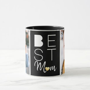 Moderne beste Mama Zwei Fotos Schwarze Tasse