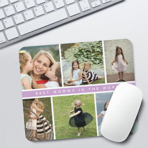 Moderne Beste-Mami-Foto-Collage Lila Mousepad