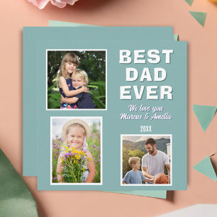 Moderne Beste Papa Aller Zeiten 3 Foto Collage Vat Feiertagskarte