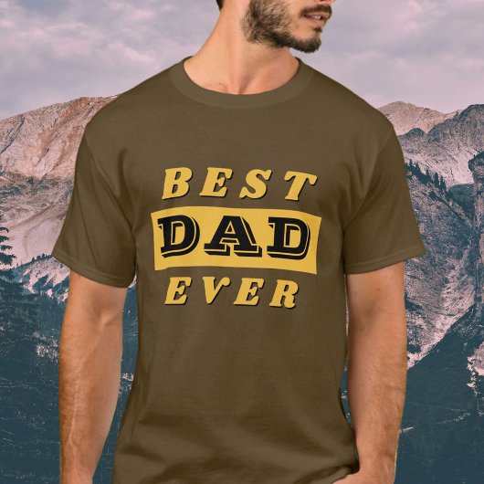 Moderne Beste Vater Vater Gelbe Schwarztypografie T-Shirt