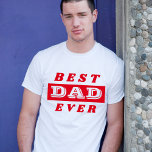 Moderne Beste Vater Vater Rote Typografie T-Shirt<br><div class="desc">Moderner Bester Vater Vater Rot und Weiß Typografie T - Shirt. Süße Sake für einen Vater.</div>