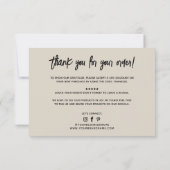 Moderne Bestellung danke Karte (Rückseite)