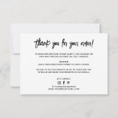 Moderne Bestellung danke Karte (Rückseite)