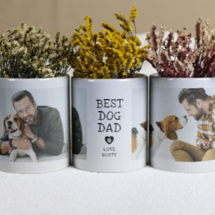 Moderne "Bester Hundedaddy" Pfote im Herzen 2-Foto Kaffeetasse