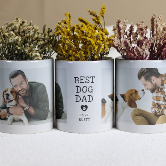 Moderne "Bester Hundedaddy" Pfote im Herzen 2-Foto Kaffeetasse