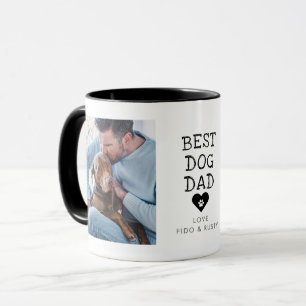 Moderne "Bester Hundepapa" Pfote im Herzen 2-Fotos Tasse