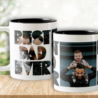 Moderne 'Bester Vater überhaupt' Foto-Kalligrafie  Zweifarbige Tasse