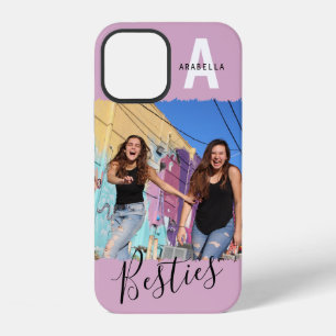 Moderne Besties-Foto-Monogramm Rosa iPhone 12 Hülle