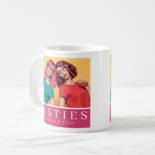 Moderne Besties Freundschaft Keepake Foto Kaffeetasse (Vorderseite Links)