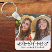 Moderne BESTIES Friends Forever Chic Script 2 Foto Schlüsselanhänger (Vorderseite)