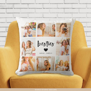 Moderne Besties-Name-Fotocollage BFF Kissen