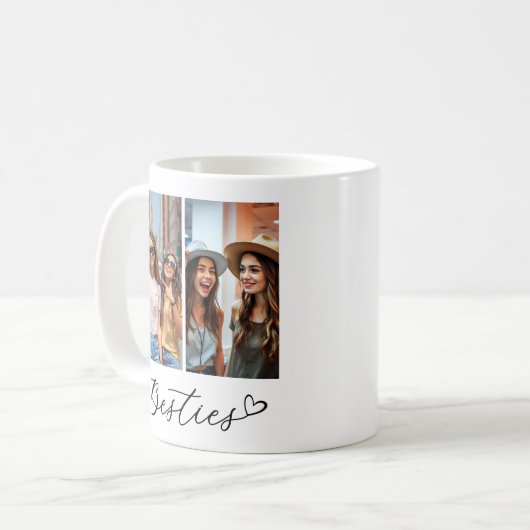 Moderne Besties Zwei Fotos Script BBF Kaffeetasse (Vorderseite Links)