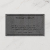 Moderne Beton Schwarz und Grau Visitenkarte (Rückseite)