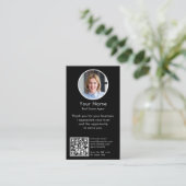 Moderne Bewertungsanfrage mit QR-Code und Schwarzf Visitenkarte (Stehend Vorderseite)