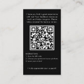 Moderne Bewertungsanfrage mit QR-Code und Schwarzf Visitenkarte (Rückseite)