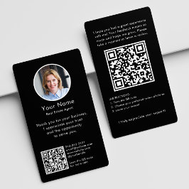 Moderne Bewertungsanfrage mit QR-Code und Schwarzf Visitenkarte
