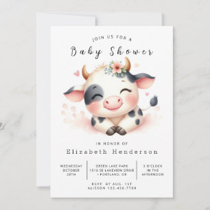 Moderne bezaubernde Happy Cow Baby Dusche Einladung