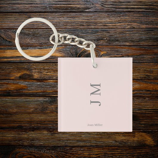 Moderne Bezeichnung & Initialen rosa Schlüsselanhänger