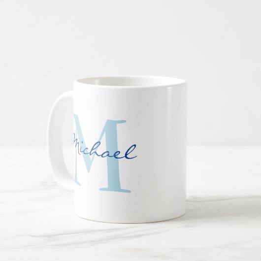 Moderne Bezeichnung & Monogramm - erste Klassik Kaffeetasse (Vorderseite Links)
